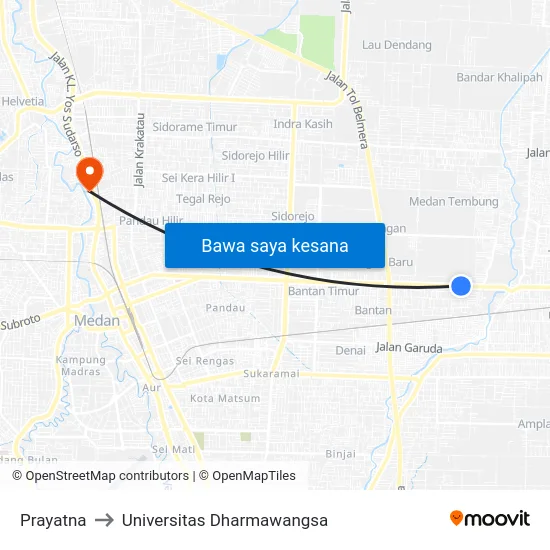 Prayatna to Universitas Dharmawangsa map