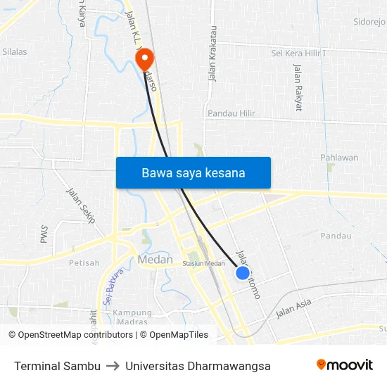 Terminal Sambu to Universitas Dharmawangsa map