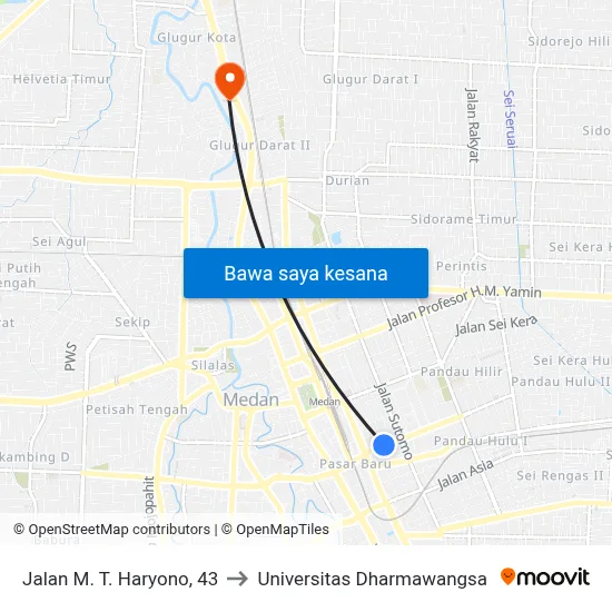 Jalan M. T. Haryono, 43 to Universitas Dharmawangsa map