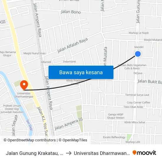 Jalan Gunung Krakatau, 26a to Universitas Dharmawangsa map
