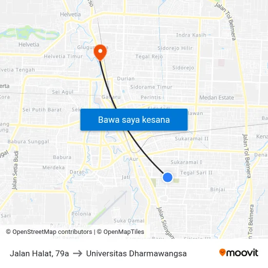 Jalan Halat, 79a to Universitas Dharmawangsa map