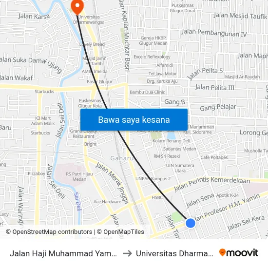 Jalan Haji Muhammad Yamin, No.32e to Universitas Dharmawangsa map