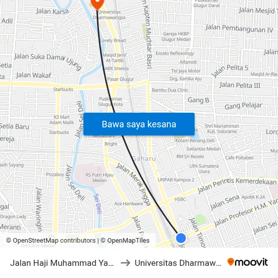 Jalan Haji Muhammad Yamin, 15 to Universitas Dharmawangsa map
