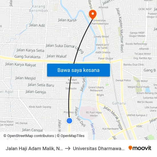 Jalan Haji Adam Malik, No 33 to Universitas Dharmawangsa map