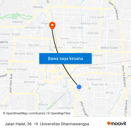 Jalan Halat, 36 to Universitas Dharmawangsa map