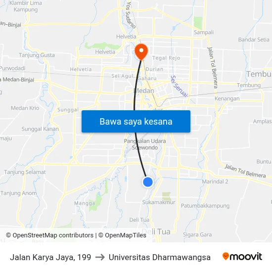 Jalan Karya Jaya, 199 to Universitas Dharmawangsa map