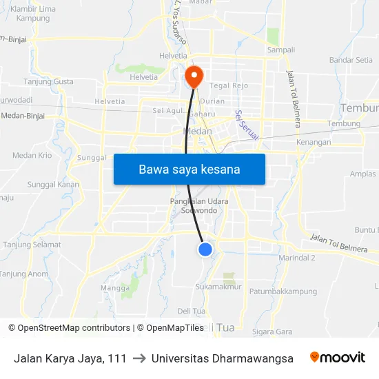 Jalan Karya Jaya, 111 to Universitas Dharmawangsa map