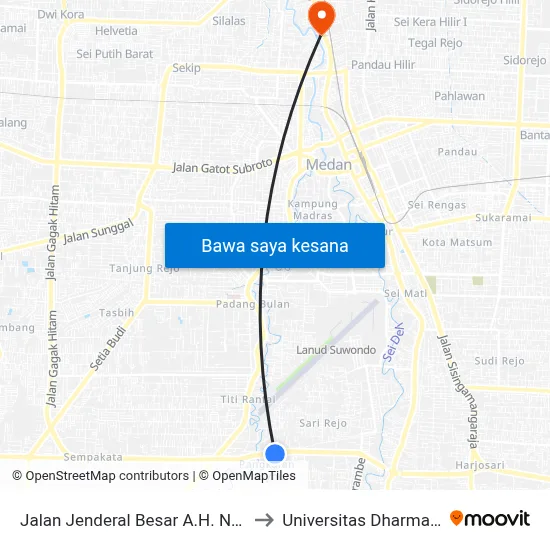 Jalan Jenderal Besar A.H. Nasution, 45 to Universitas Dharmawangsa map