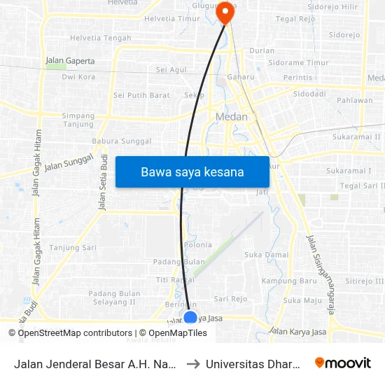 Jalan Jenderal Besar A.H. Nasution, No.92 F to Universitas Dharmawangsa map