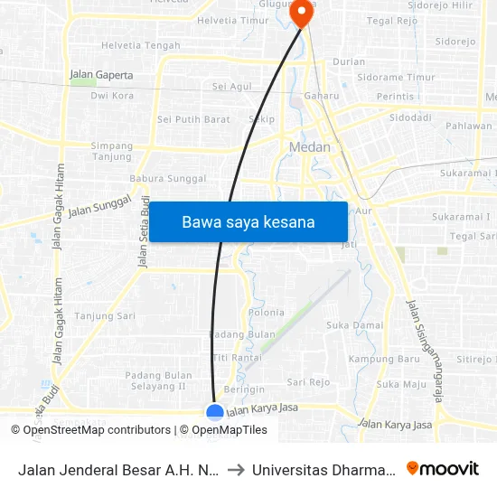 Jalan Jenderal Besar A.H. Nasution, 9 to Universitas Dharmawangsa map