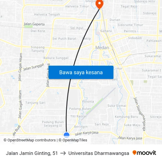 Jalan Jamin Ginting, 51 to Universitas Dharmawangsa map