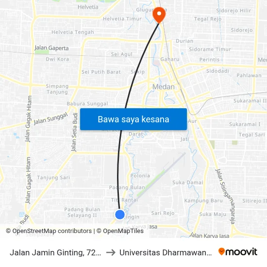 Jalan Jamin Ginting, 727 P to Universitas Dharmawangsa map