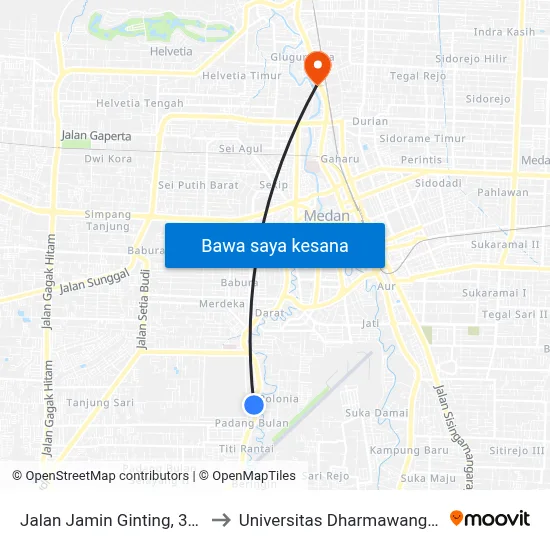 Jalan Jamin Ginting, 331 to Universitas Dharmawangsa map