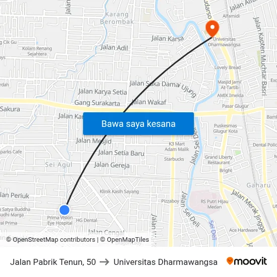 Jalan Pabrik Tenun, 50 to Universitas Dharmawangsa map