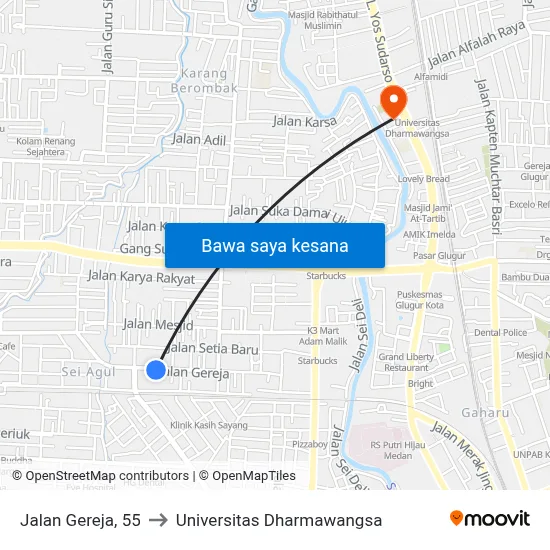Jalan Gereja, 55 to Universitas Dharmawangsa map