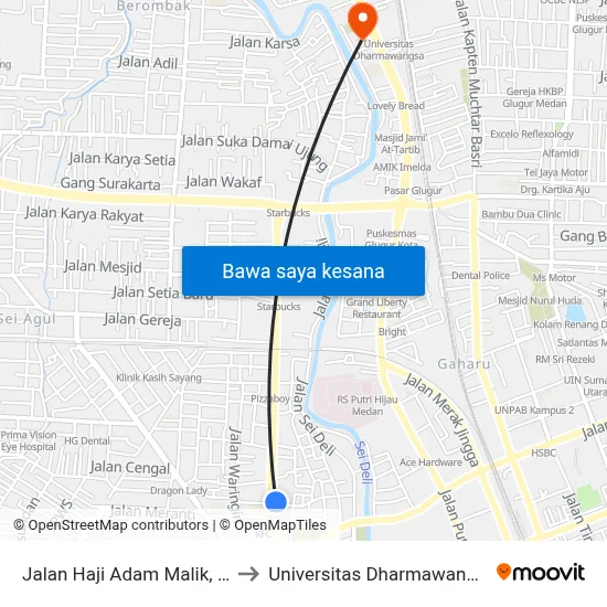Jalan Haji Adam Malik, 16 to Universitas Dharmawangsa map