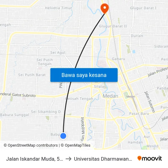 Jalan Iskandar Muda, 57e to Universitas Dharmawangsa map