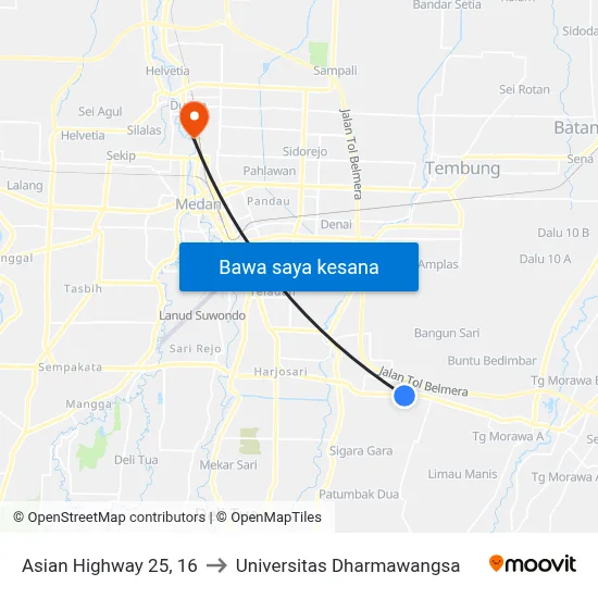 Asian Highway 25, 16 to Universitas Dharmawangsa map