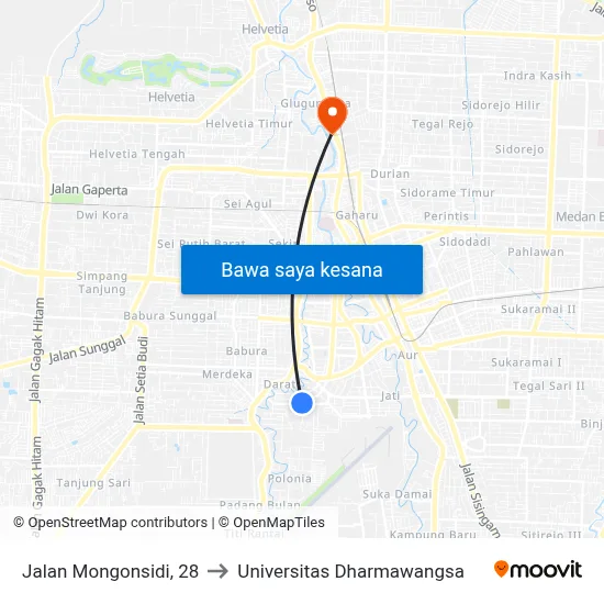 Jalan Mongonsidi, 28 to Universitas Dharmawangsa map