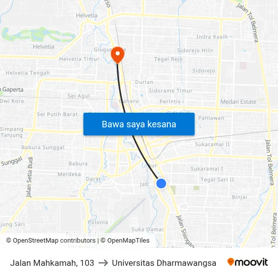 Jalan Mahkamah, 103 to Universitas Dharmawangsa map