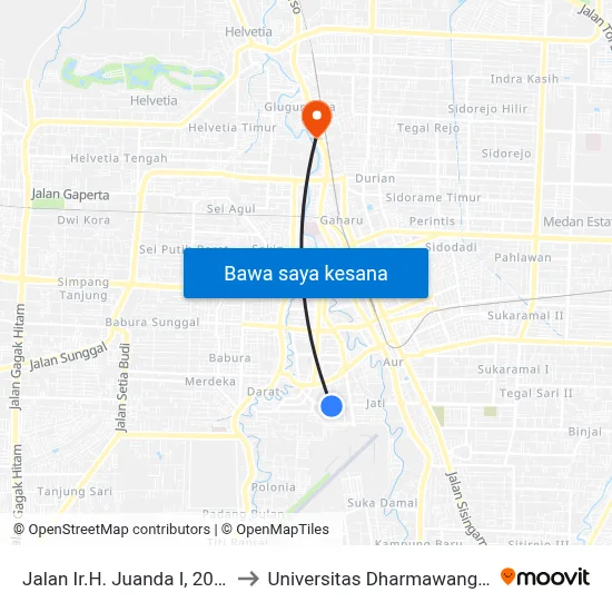 Jalan Ir.H. Juanda I, 20aa to Universitas Dharmawangsa map