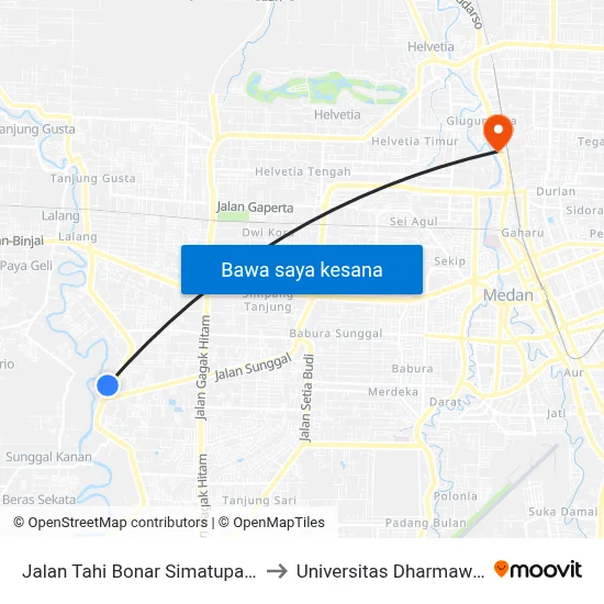 Jalan Tahi Bonar Simatupang, 170 to Universitas Dharmawangsa map