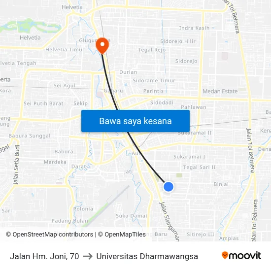 Jalan Hm. Joni, 70 to Universitas Dharmawangsa map