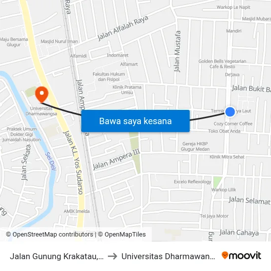 Jalan Gunung Krakatau, 54 to Universitas Dharmawangsa map