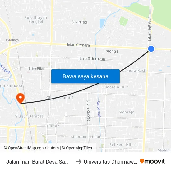 Jalan Irian Barat Desa Sampali, 40 to Universitas Dharmawangsa map