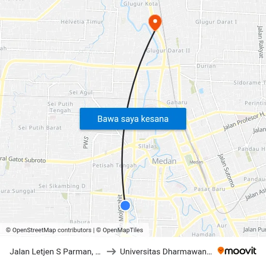 Jalan Letjen S Parman, 237 to Universitas Dharmawangsa map