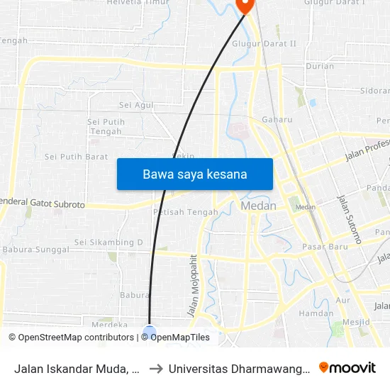 Jalan Iskandar Muda, 18 to Universitas Dharmawangsa map