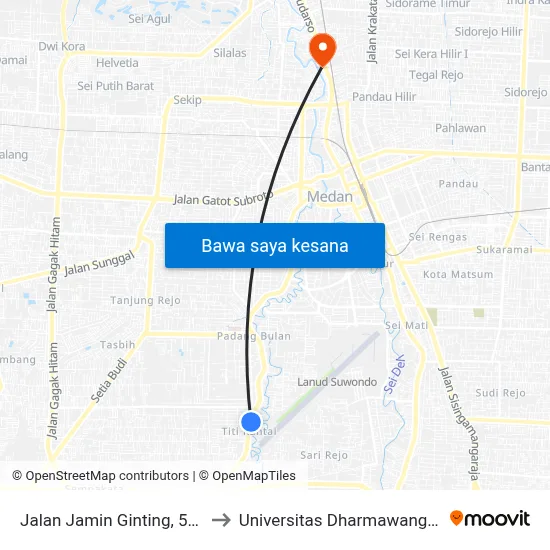 Jalan Jamin Ginting, 573 to Universitas Dharmawangsa map