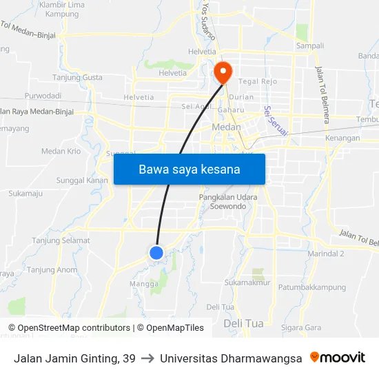 Jalan Jamin Ginting, 39 to Universitas Dharmawangsa map