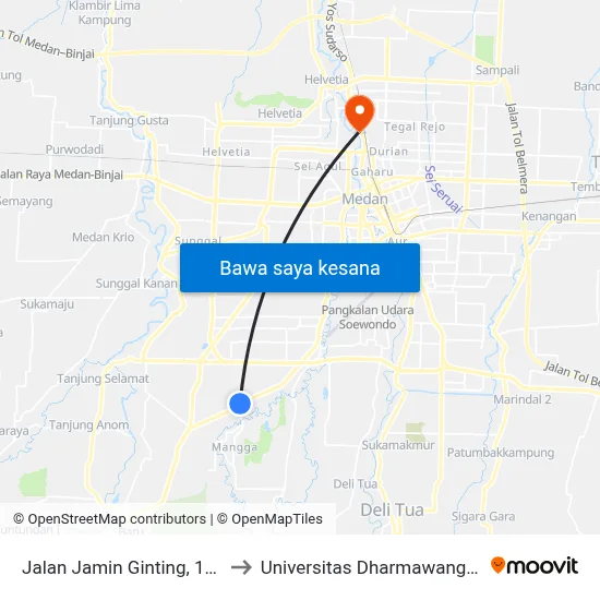 Jalan Jamin Ginting, 146 to Universitas Dharmawangsa map