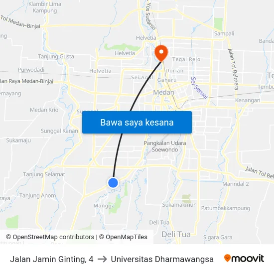 Jalan Jamin Ginting, 4 to Universitas Dharmawangsa map