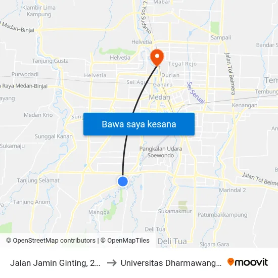 Jalan Jamin Ginting, 232 to Universitas Dharmawangsa map