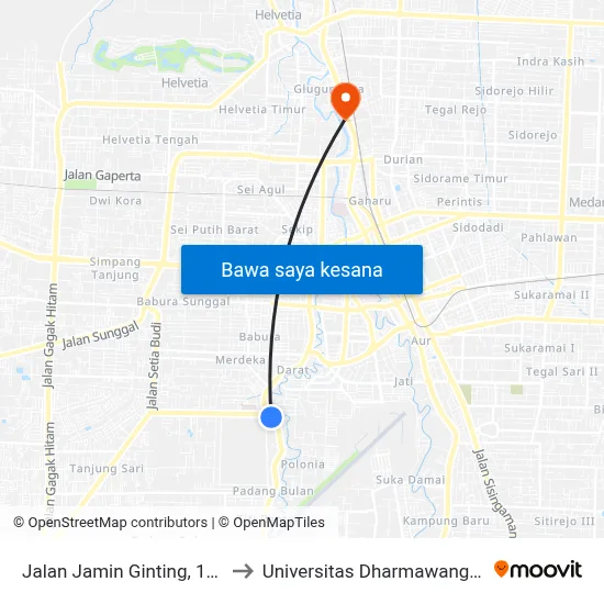 Jalan Jamin Ginting, 168 to Universitas Dharmawangsa map