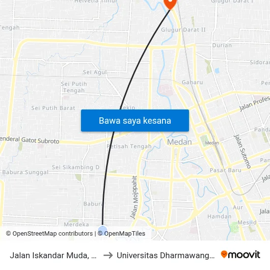 Jalan Iskandar Muda, 21 to Universitas Dharmawangsa map