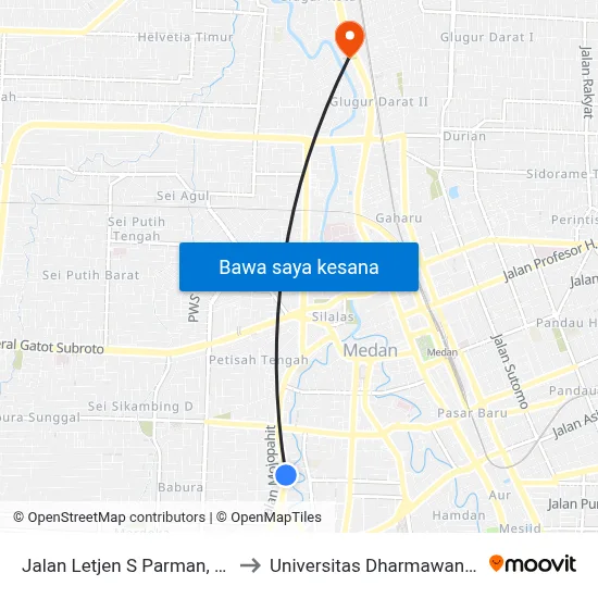 Jalan Letjen S Parman, 267 to Universitas Dharmawangsa map