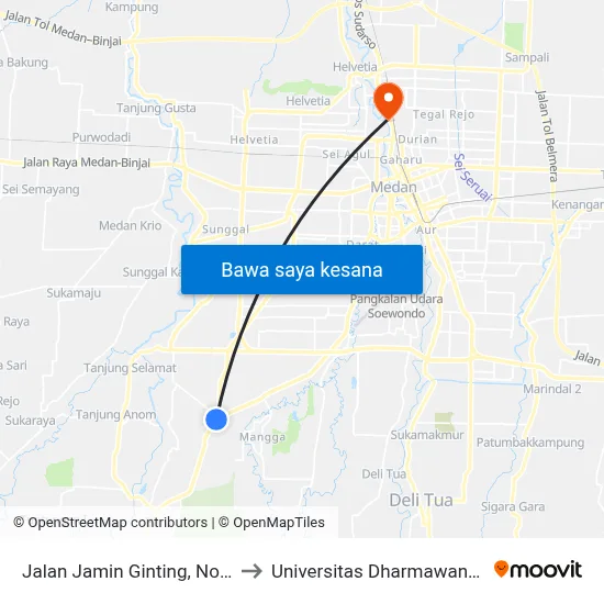 Jalan Jamin Ginting, No.34 to Universitas Dharmawangsa map