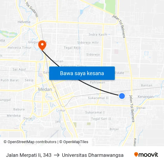 Jalan Merpati Ii, 343 to Universitas Dharmawangsa map