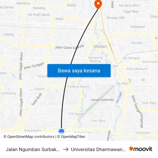 Jalan Ngumban Surbakti, 1 to Universitas Dharmawangsa map