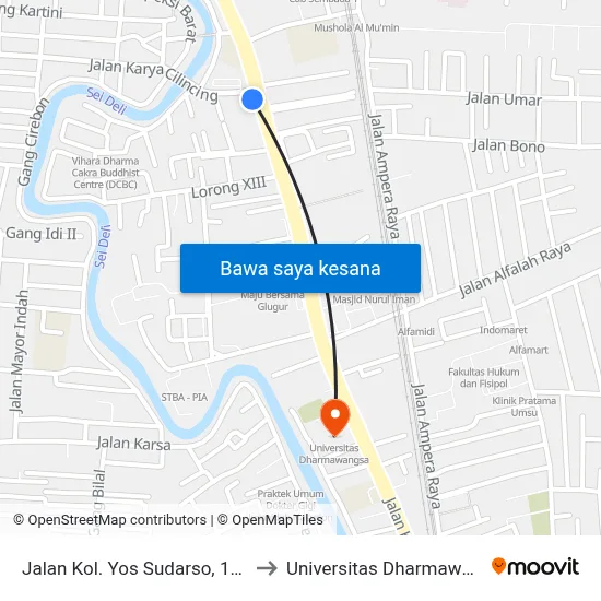 Jalan Kol. Yos Sudarso, 155cdg to Universitas Dharmawangsa map