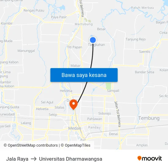 Jala Raya to Universitas Dharmawangsa map
