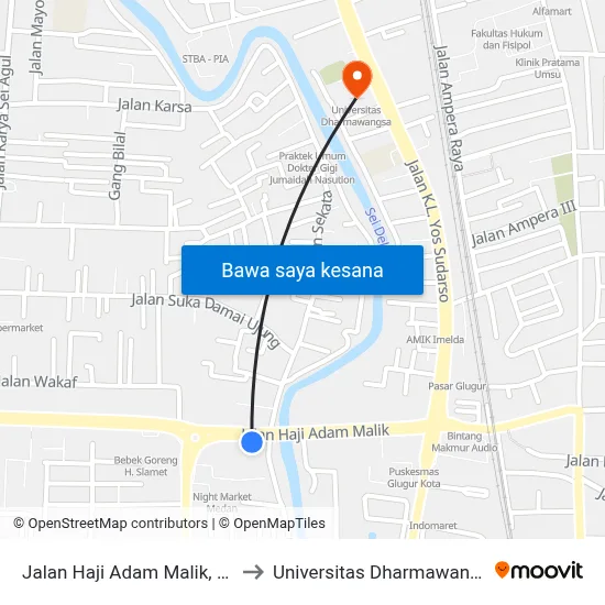 Jalan Haji Adam Malik, 100 to Universitas Dharmawangsa map