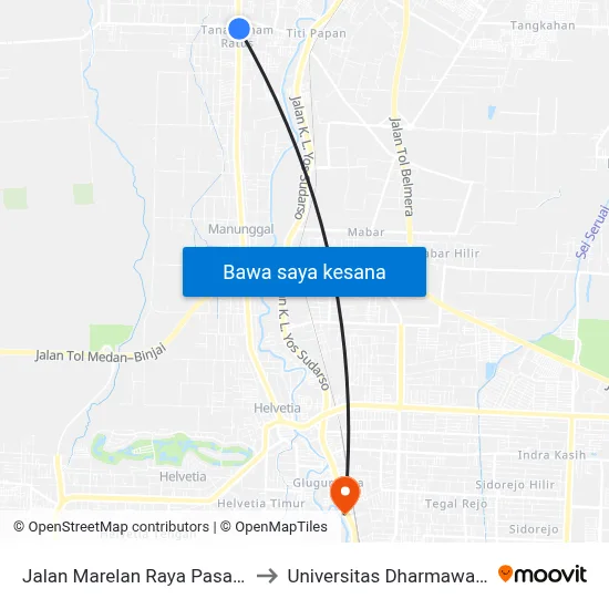 Jalan Marelan Raya Pasar I, 32 to Universitas Dharmawangsa map