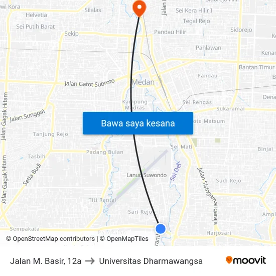 Jalan M. Basir, 12a to Universitas Dharmawangsa map