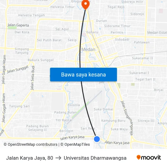 Jalan Karya Jaya, 80 to Universitas Dharmawangsa map