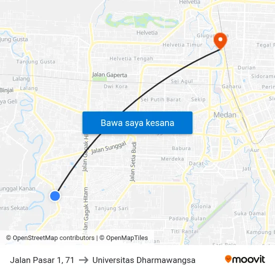 Jalan Pasar 1, 71 to Universitas Dharmawangsa map