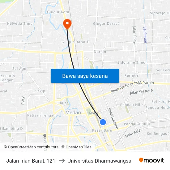Jalan Irian Barat, 121i to Universitas Dharmawangsa map